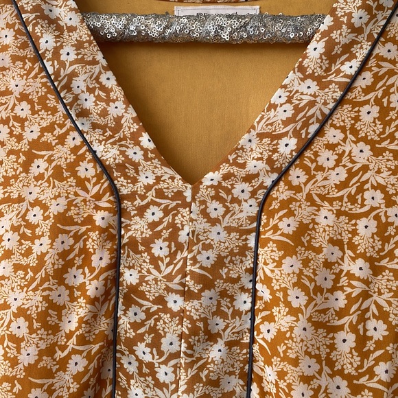 Promod size M mustard yellow with flowers mini dress. - Picture 5 of 6